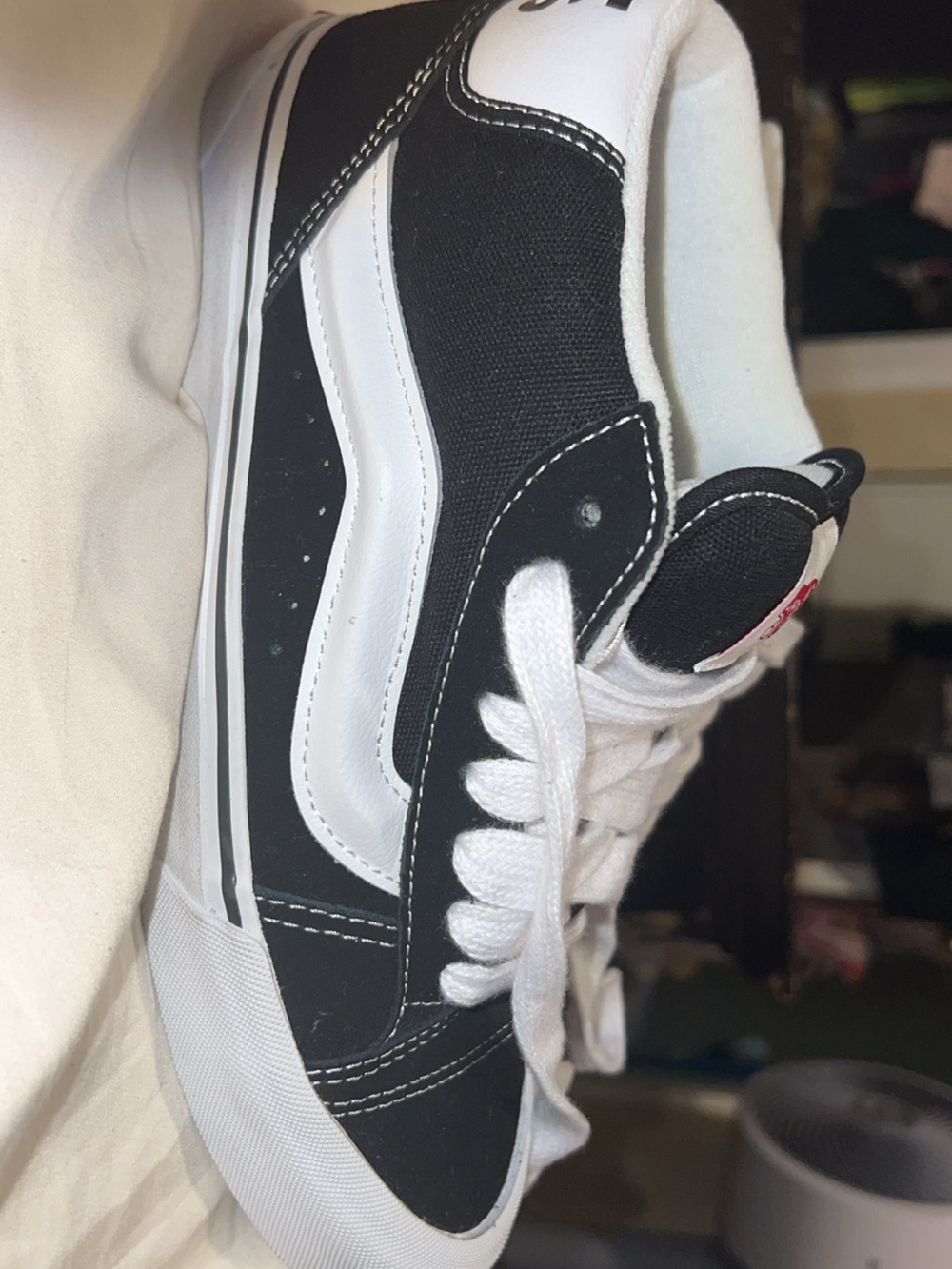 Vans Black and White Low-Top Skate Sneakers